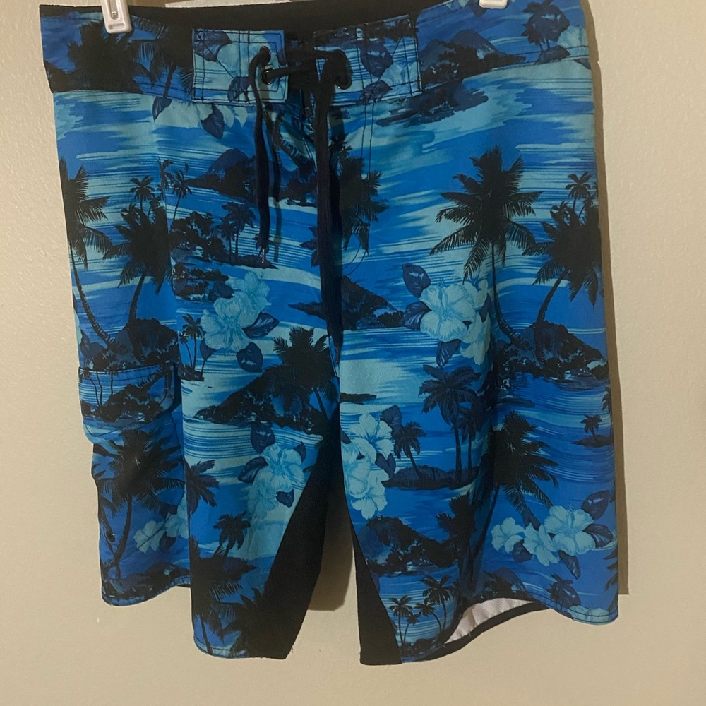 Burnside Blue Tropical Men's Swim Shorts